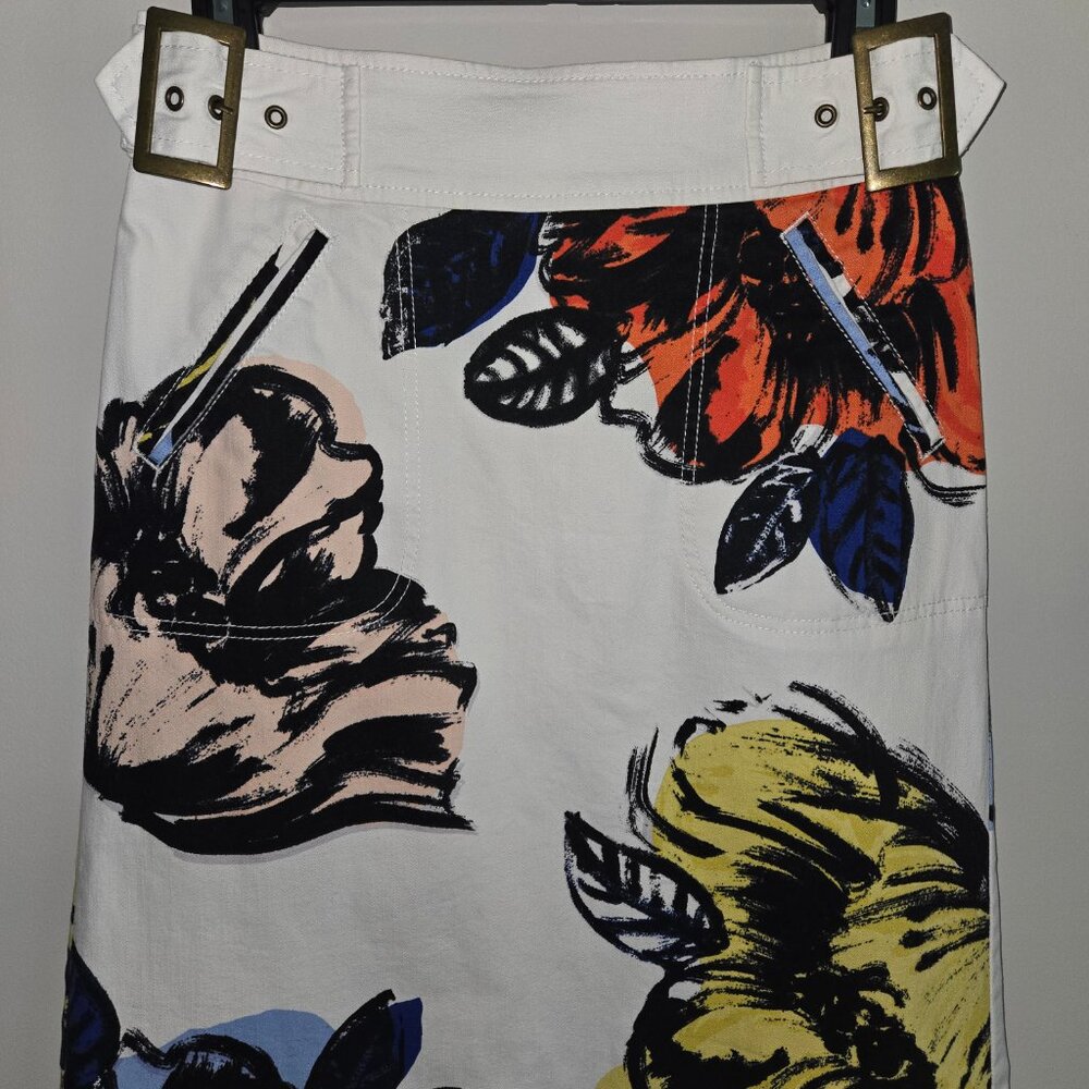 Anthropologie Maeve Cotton Denim Floral pencil skirt in a Misses size 0 - Picture 6 of 16